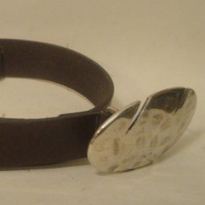 Street Ahead Brown Leather Belt Silver Buckle sz M